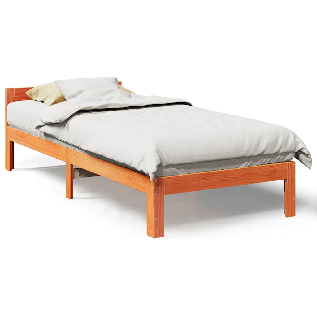 Bed Frame without Mattress Wax Brown 80x200 cm Solid Wood Pine